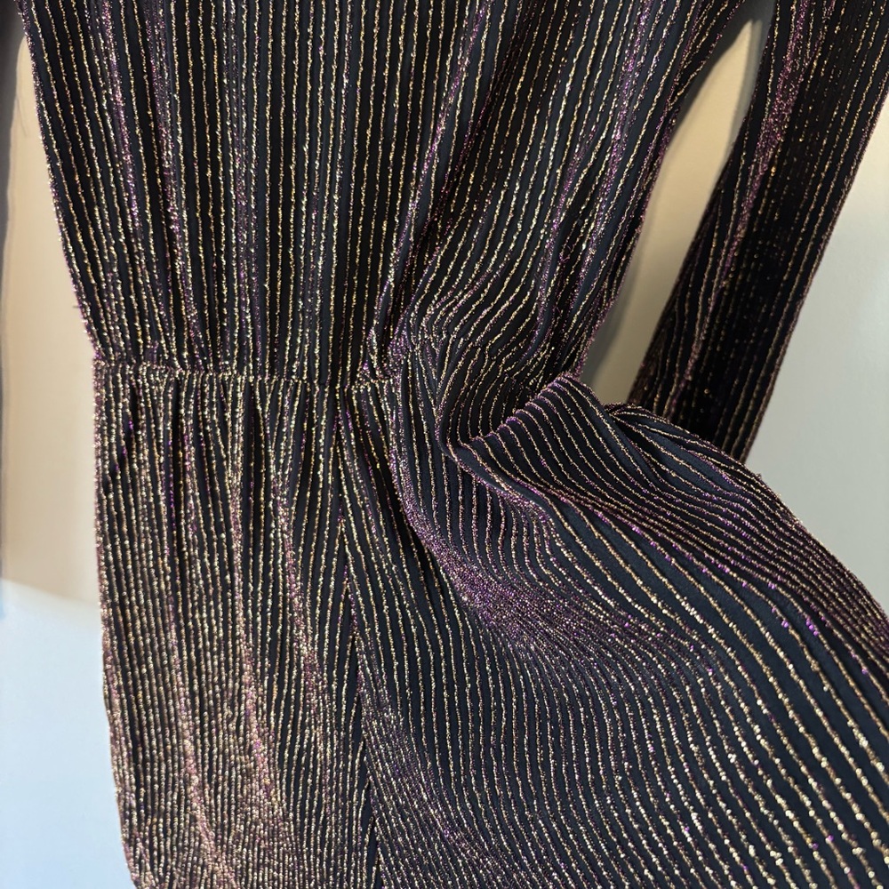 TOPSHOP Glitter Metallic Stripe Wrap Romper - Picture 9 of 9